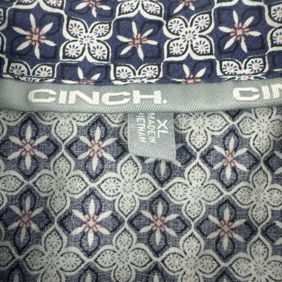 Cinch Women's Long Sleeve Blue Pink pearl snap Button Up Shirt - Size X - Picture 7 of 9